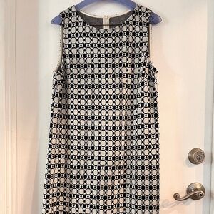 St. John Navy and White Pattern Knit Dress Size 6